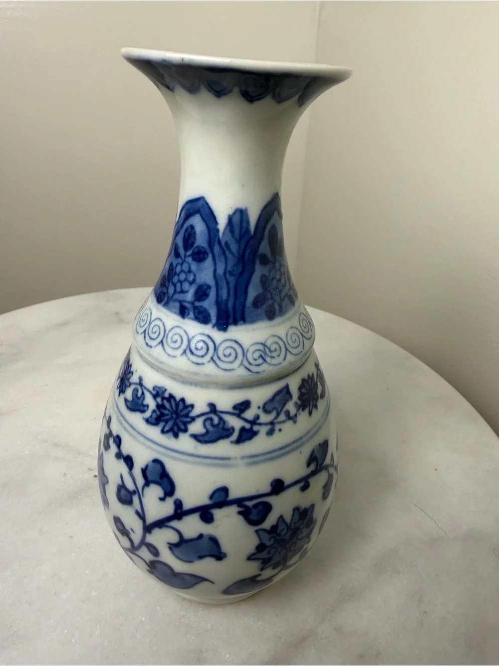 Blue and White Floral Porcelain Vase - Classic Home Accent